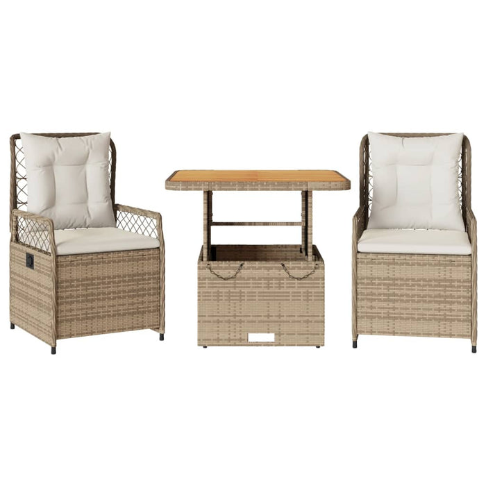Set mobilier de grădină cu perne, 3 piese, bej, poliratan WALTI
