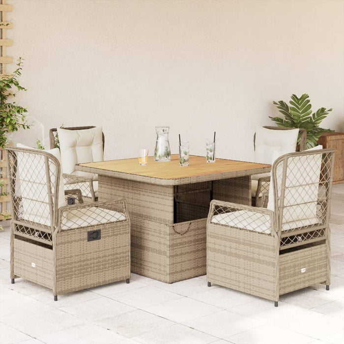 Set mobilier de grădină cu perne, 5 piese, bej, poliratan - WALTI WALTI