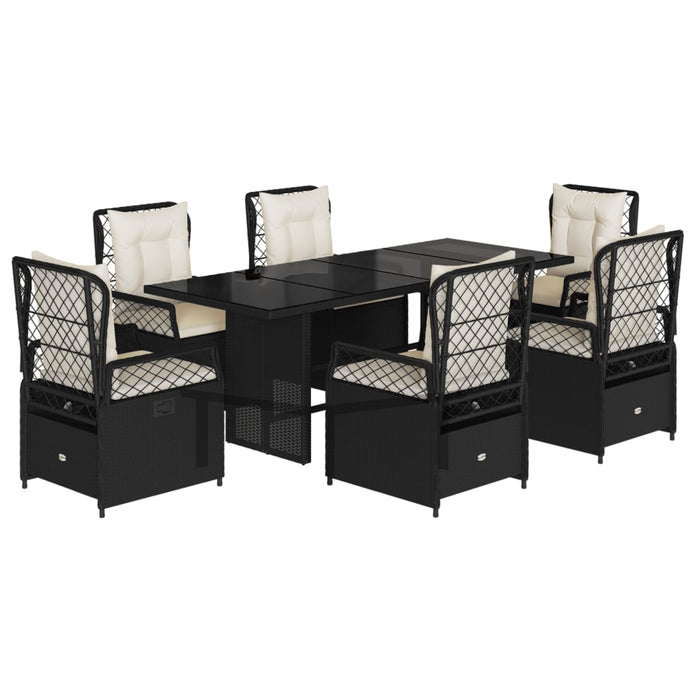 Set mobilier de grădină cu perne, 7 piese, negru, poliratan - WALTI WALTI