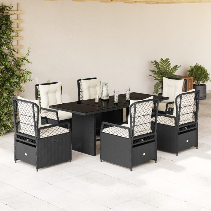 Set mobilier de grădină cu perne, 7 piese, negru, poliratan - WALTI WALTI