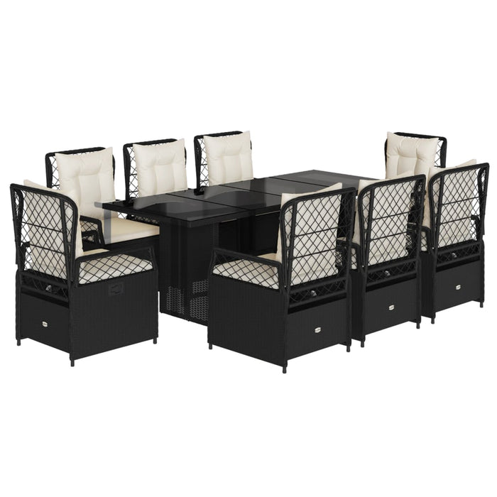 Set mobilier de grădină cu perne, 9 piese, negru, poliratan - WALTI WALTI