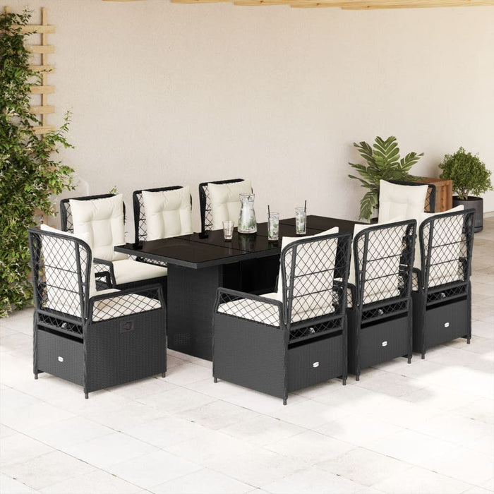 Set mobilier de grădină cu perne, 9 piese, negru, poliratan - WALTI WALTI