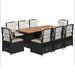 Set mobilier de grădină cu perne, 9 piese, negru, poliratan - WALTI WALTI