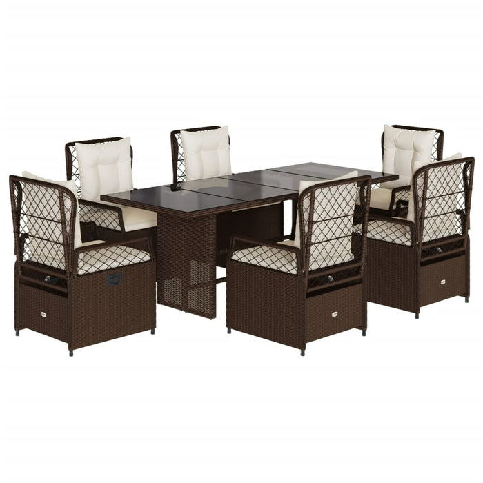 Set mobilier de grădină cu perne, 7 piese, maro, poliratan WALTI