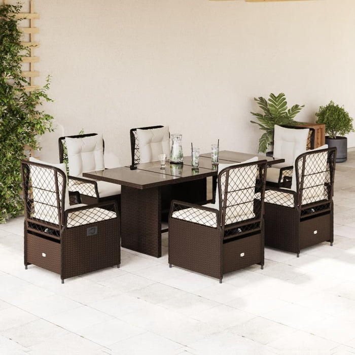 Set mobilier de grădină cu perne, 7 piese, maro, poliratan WALTI