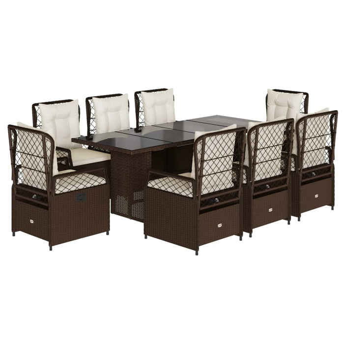 Set mobilier de grădină cu perne, 9 piese, maro, poliratan - WALTI WALTI