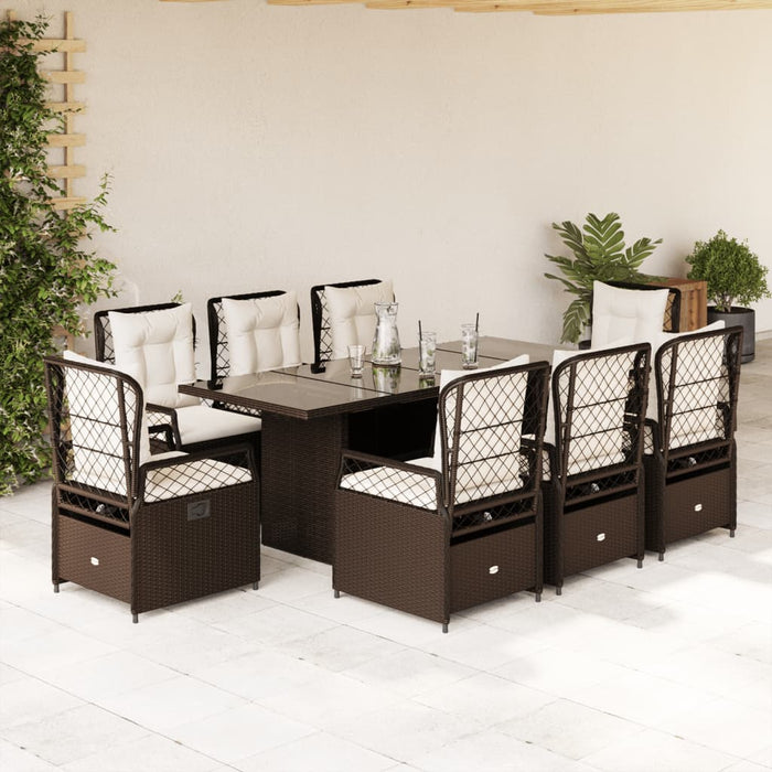 Set mobilier de grădină cu perne, 9 piese, maro, poliratan - WALTI WALTI