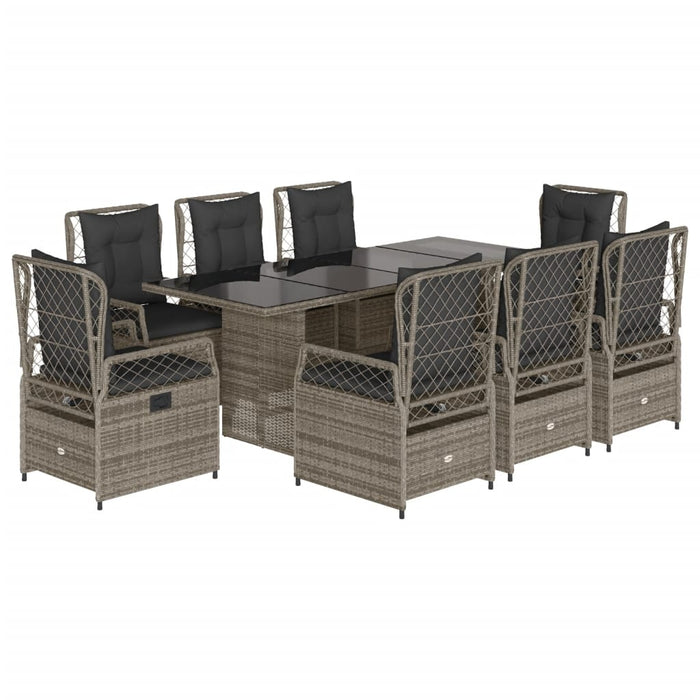 Set mobilier grădină cu perne, 9 piese, gri, poliratan - WALTI WALTI