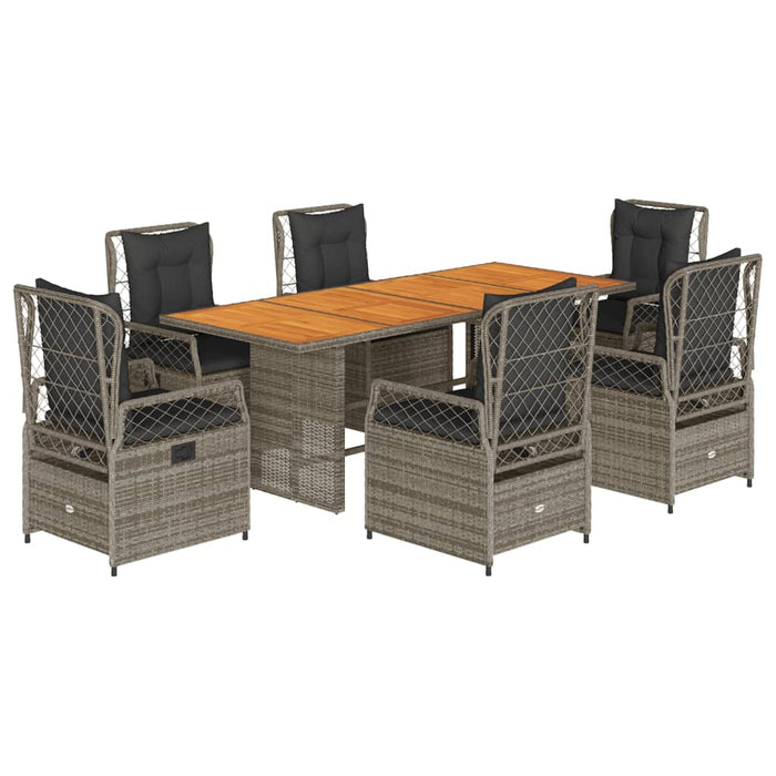 Set mobilier de grădină cu perne, 7 piese, gri, poliratan - WALTI WALTI
