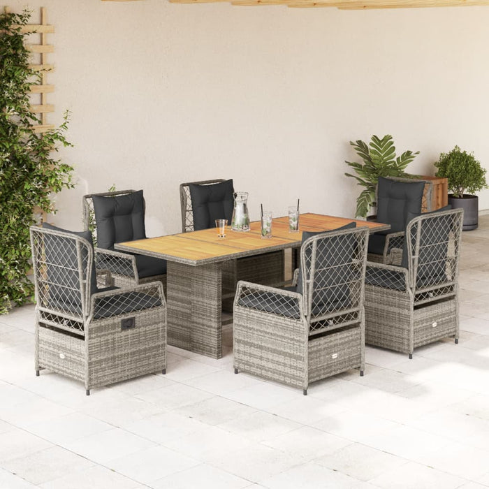 Set mobilier de grădină cu perne, 7 piese, gri, poliratan - WALTI WALTI