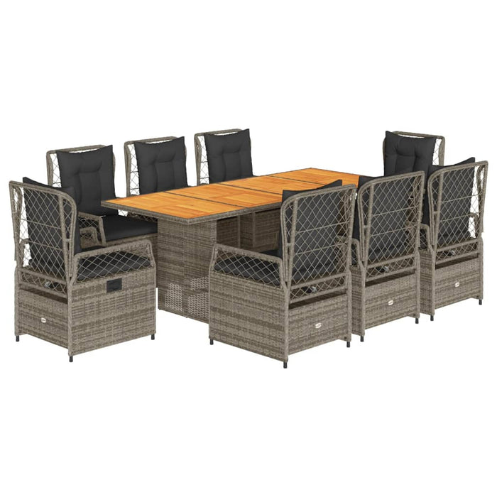Set mobilier grădină cu perne, 9 piese, gri, poliratan - WALTI WALTI