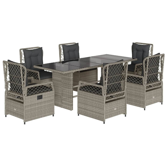 Set mobilier de grădină cu perne, 7 piese gri deschis poliratan - WALTI WALTI