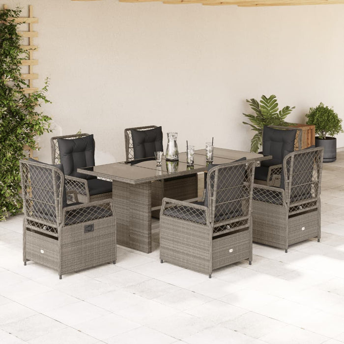 Set mobilier de grădină cu perne, 7 piese gri deschis poliratan - WALTI WALTI