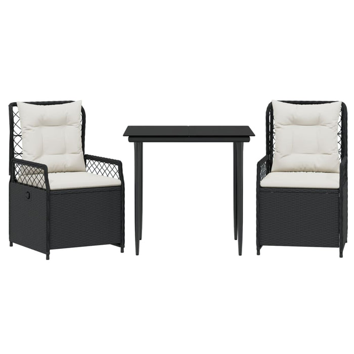 Set mobilier de grădină cu perne, 3 piese, negru, poliratan - WALTI WALTI