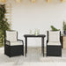 Set mobilier de grădină cu perne, 3 piese, negru, poliratan - WALTI WALTI