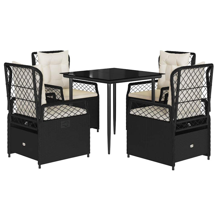 Set mobilier de grădină cu perne, 5 piese, negru, poliratan - WALTI WALTI