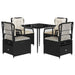 Set mobilier de grădină cu perne, 5 piese, negru, poliratan - WALTI WALTI