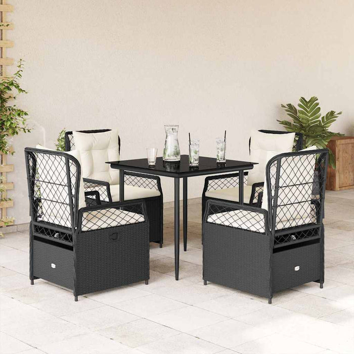 Set mobilier de grădină cu perne, 5 piese, negru, poliratan - WALTI WALTI