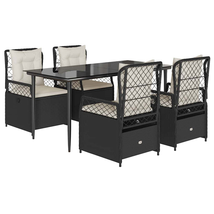 Set mobilier de grădină cu perne, 5 piese, negru, poliratan - WALTI WALTI