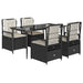 Set mobilier de grădină cu perne, 5 piese, negru, poliratan - WALTI WALTI