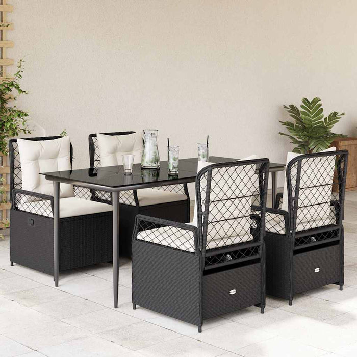 Set mobilier de grădină cu perne, 5 piese, negru, poliratan - WALTI WALTI