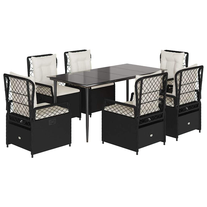 Set mobilier de grădină cu perne, 7 piese, negru, poliratan - WALTI WALTI
