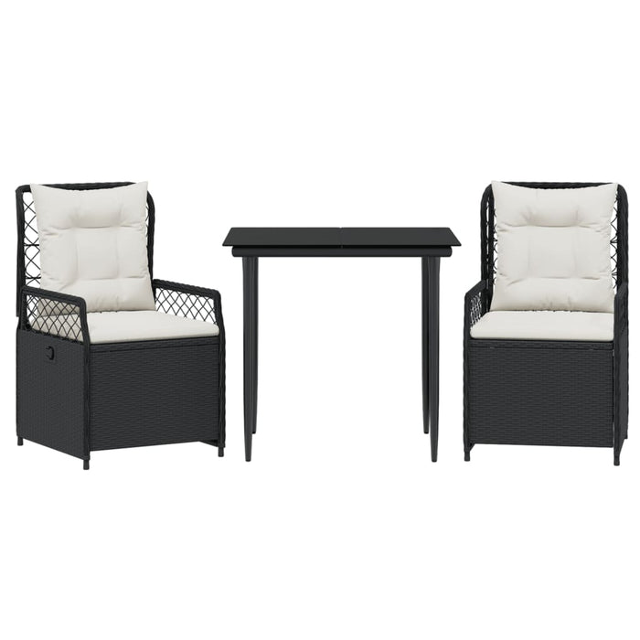 Set mobilier de grădină cu perne, 3 piese, negru, poliratan - WALTI WALTI