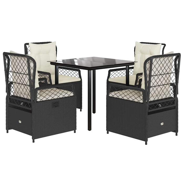 Set mobilier de grădină cu perne, 5 piese, negru, poliratan - WALTI WALTI