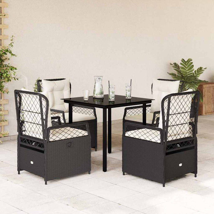 Set mobilier de grădină cu perne, 5 piese, negru, poliratan - WALTI WALTI