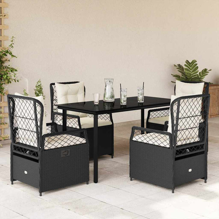 Set mobilier de grădină cu perne, 5 piese, negru, poliratan - WALTI WALTI