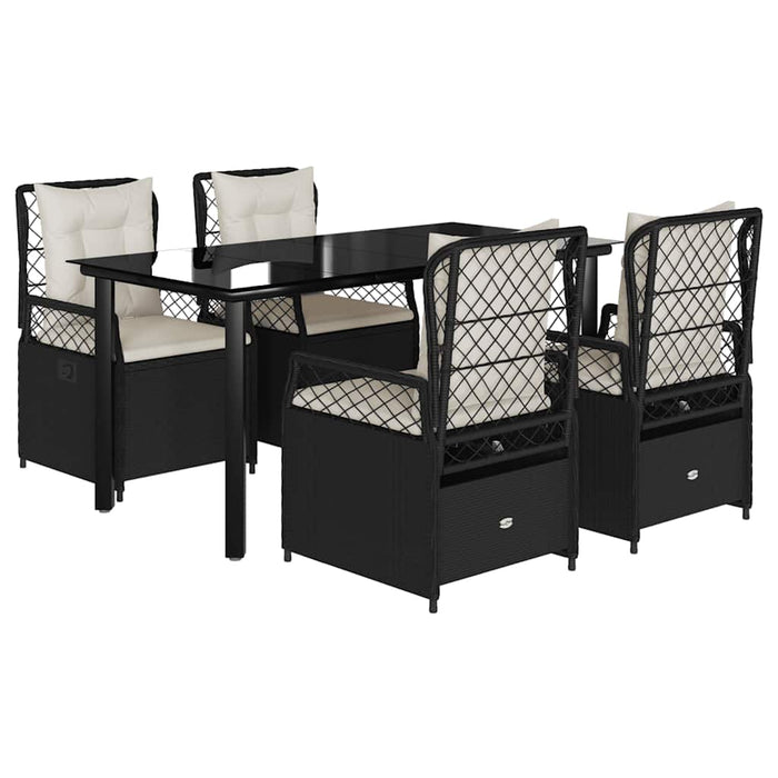 Set mobilier de grădină cu perne, 5 piese, negru, poliratan - WALTI WALTI