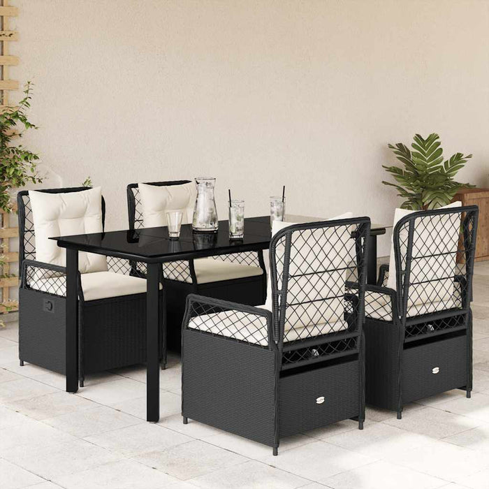Set mobilier de grădină cu perne, 5 piese, negru, poliratan - WALTI WALTI