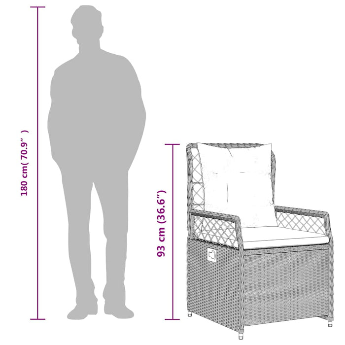 Set mobilier de grădină cu perne, 7 piese, negru, poliratan WALTI