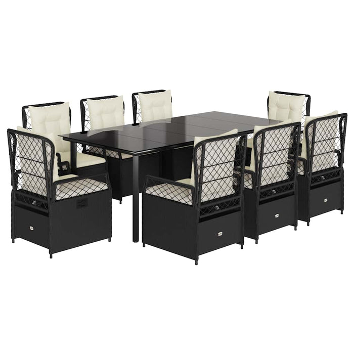 Set mobilier de grădină cu perne, 9 piese, negru, poliratan - WALTI WALTI