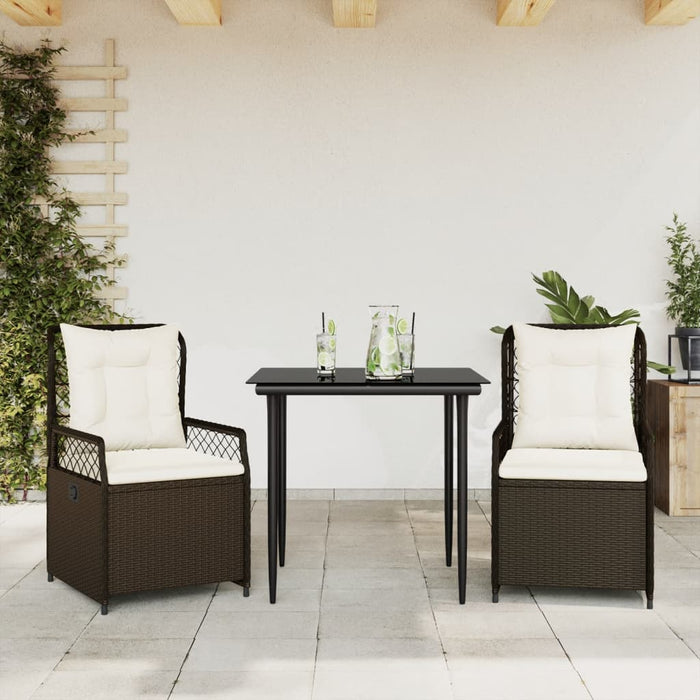 Set mobilier de grădină cu perne, 3 piese, maro, poliratan - WALTI WALTI