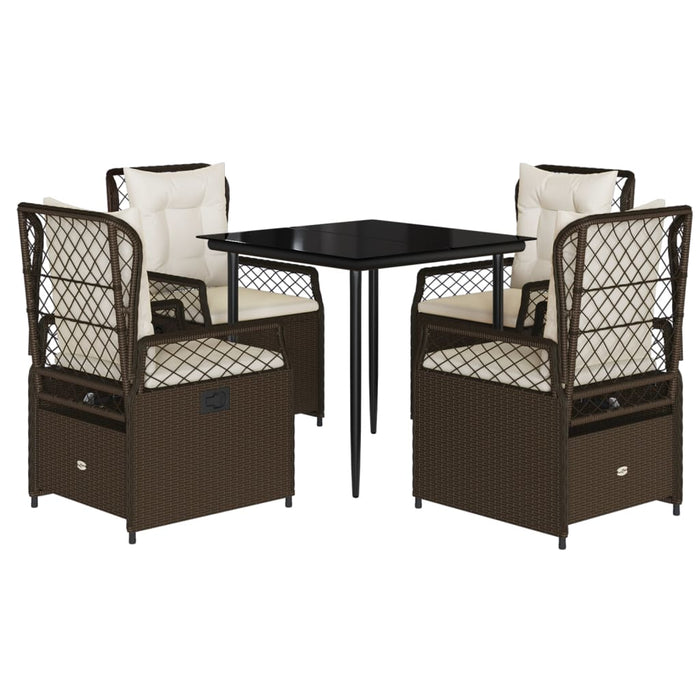Set mobilier de grădină, 5 piese, cu perne, maro, poliratan - WALTI WALTI