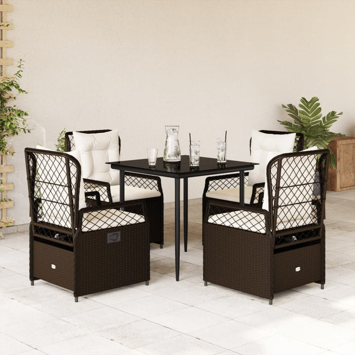 Set mobilier de grădină, 5 piese, cu perne, maro, poliratan - WALTI WALTI