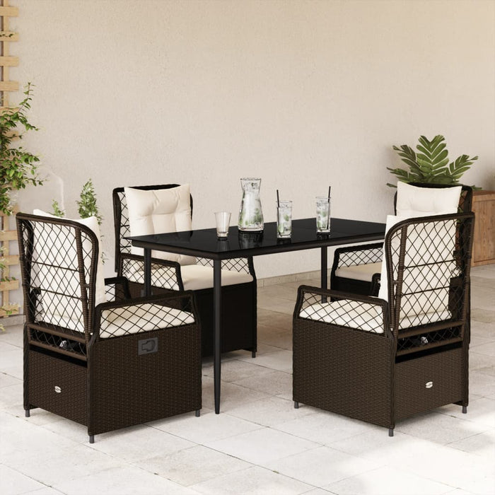 Set mobilier de grădină, 5 piese, cu perne, maro, poliratan - WALTI WALTI