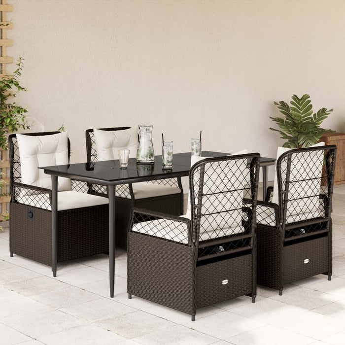 Set mobilier de grădină, 5 piese, cu perne, maro, poliratan - WALTI WALTI