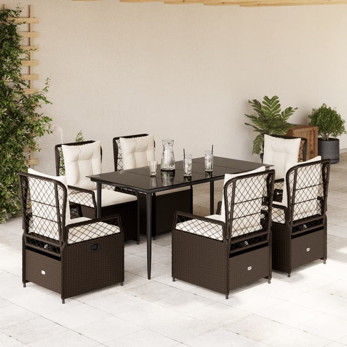 Set mobilier de grădină cu perne, 7 piese, maro, poliratan - WALTI WALTI