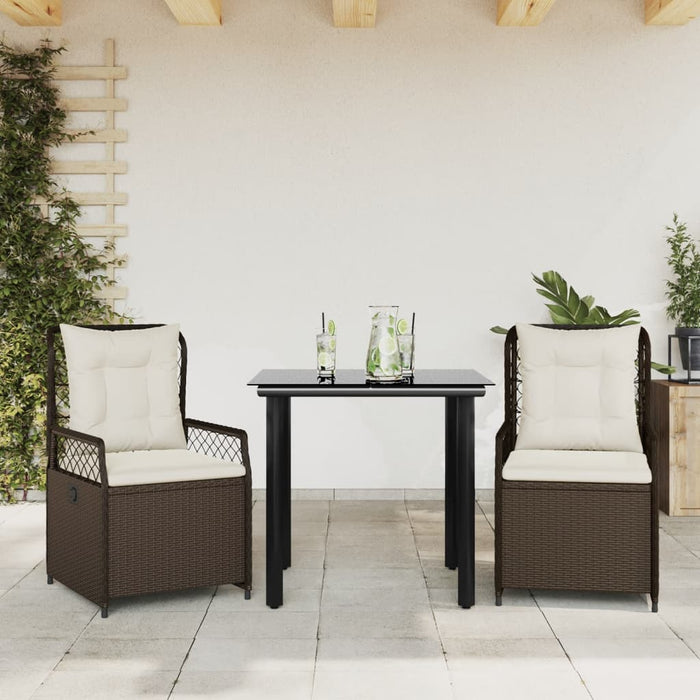 Set mobilier de grădină cu perne, 3 piese, maro, poliratan - WALTI WALTI