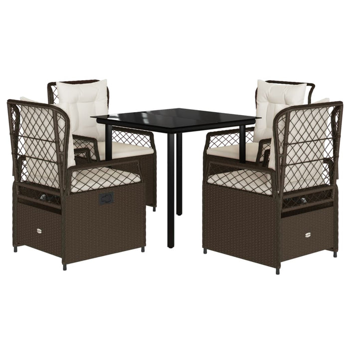 Set mobilier de grădină, 5 piese, cu perne, maro, poliratan - WALTI WALTI