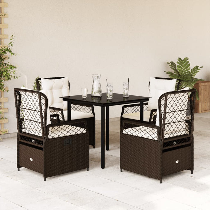 Set mobilier de grădină, 5 piese, cu perne, maro, poliratan - WALTI WALTI