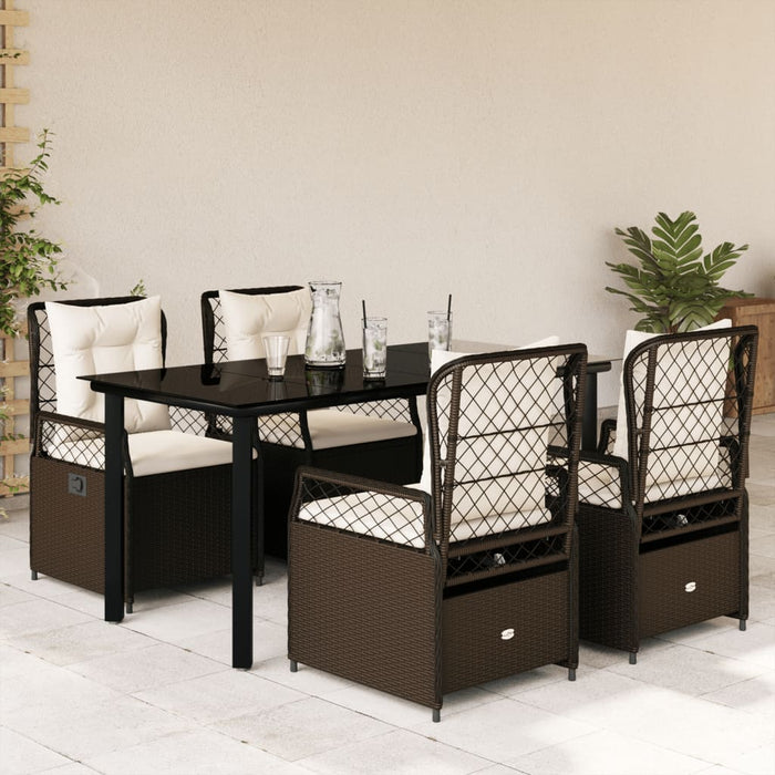 Set mobilier de grădină, 5 piese, cu perne, maro, poliratan - WALTI WALTI
