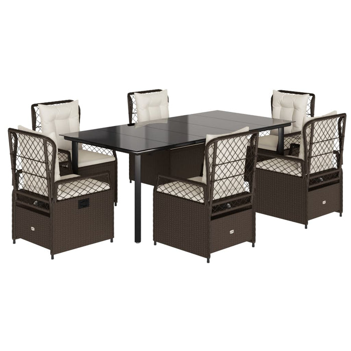 Set mobilier de grădină cu perne, 7 piese, maro, poliratan - WALTI WALTI