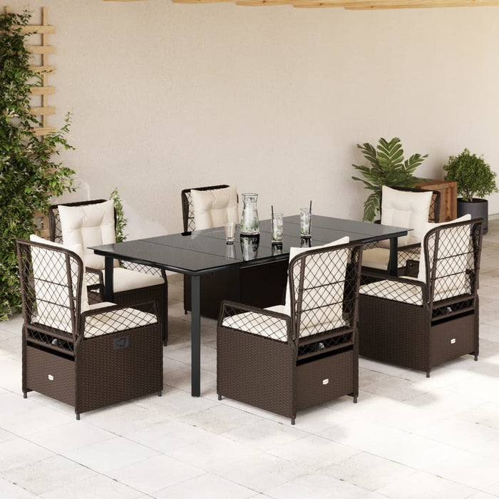 Set mobilier de grădină cu perne, 7 piese, maro, poliratan - WALTI WALTI