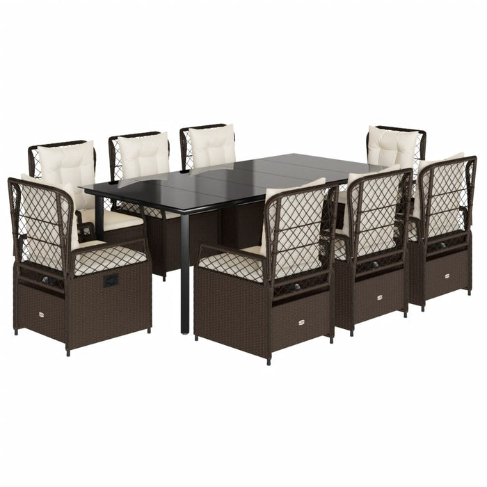 Set mobilier de grădină cu perne, 9 piese, maro, poliratan WALTI