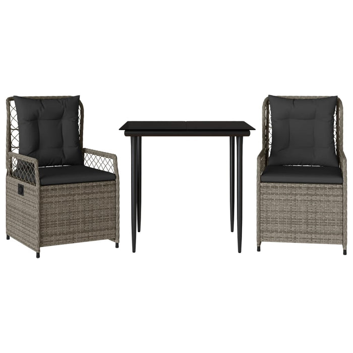 Set mobilier de grădină cu perne, 3 piese, gri, poliratan WALTI