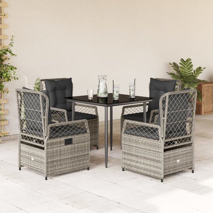 Set mobilier de grădină cu perne, 5 piese, gri, poliratan - WALTI WALTI