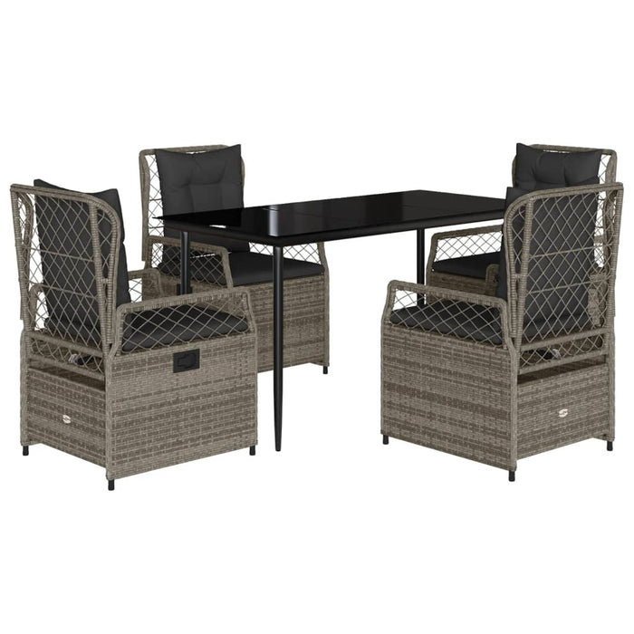 Set mobilier de grădină cu perne, 5 piese, gri, poliratan - WALTI WALTI